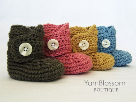 Picture of CROCHET PATTERN - Baby Button Boots - crochet booties baby shoes crochet pattern digital file instant download