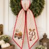 Picture of Personalized Fall Wreath Sash, Embroidered Pumpkin Wagon Sash, Monogram Autumn Door Decor, Thanksgiving Wreath Bow, Custom Initial Gift