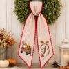 Picture of Personalized Fall Wreath Sash, Embroidered Pumpkin Wagon Sash, Monogram Autumn Door Decor, Thanksgiving Wreath Bow, Custom Initial Gift