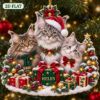 Picture of Maine Coon Cat Family Ornament, Personalized Christmas Acrylic Ornament, Custom Name Pet Tree Decor, Cute Cat Lover Holiday Keepsake Gift